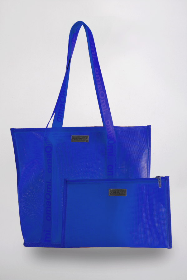 Producto - Combo Bolso Tote PVC Summer Flower Azul + Pouch