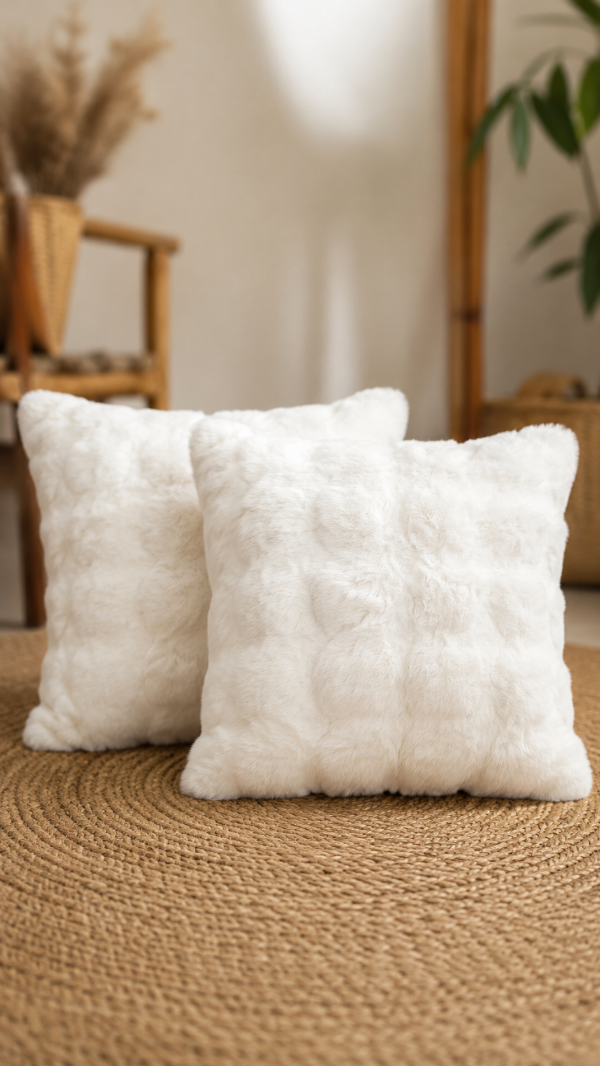 Producto - Funda de almohadón pelo de conejo 50 x 50 CM