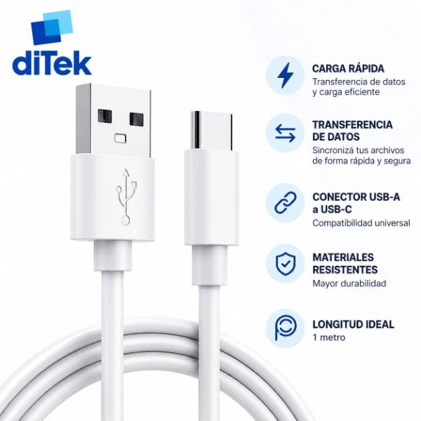 Producto - Cable De Datos USB AA Tipo C Blanco - 1