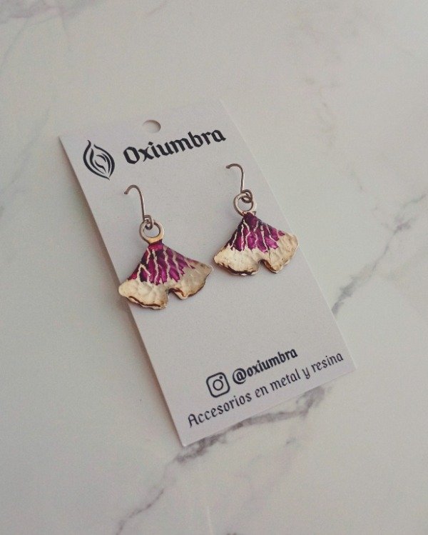 Producto - Aros Ginkgo (plateado y violeta)