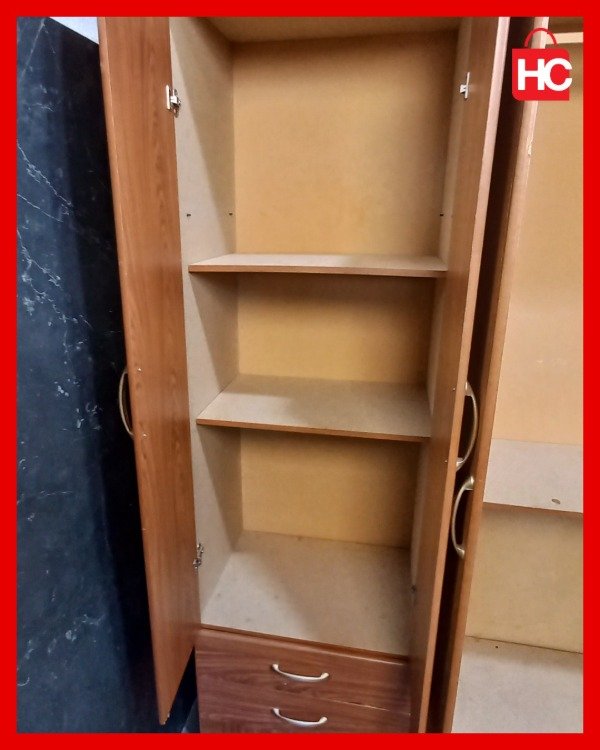 Producto - Placard ropero de 6 puertas y 4 cajones en melamina tono madera - 6