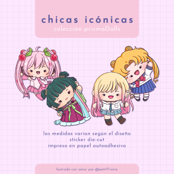 Producto - Sticker de papel "Chicas Icónicas" (Colección prismaDolls)
