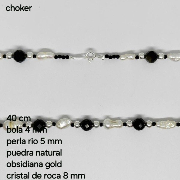 Producto - CHO #PER Chocker Perla y Obsidiana GOLD (DOLAR)