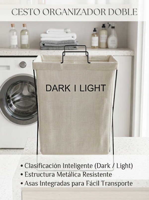 Producto - BE17474 CANASTO CESTO PARA LA ROPA SUCIA PLEGABLE 35X23X55CM