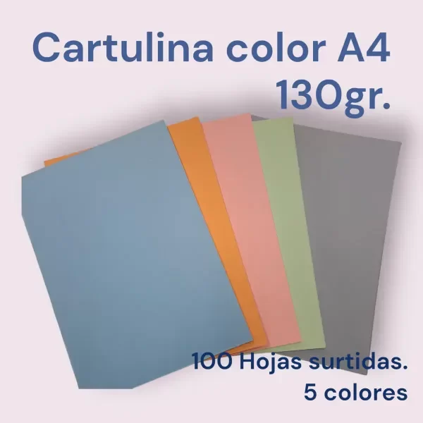 Producto - CARTULINA COLOR A4 130GR ( 5 COLORES)