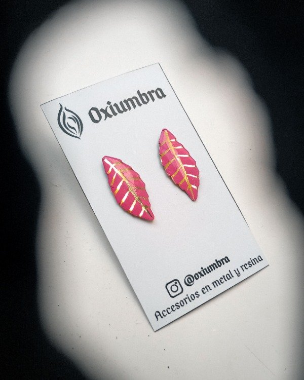 Producto - Aretes Hoja (dorado y rosa)