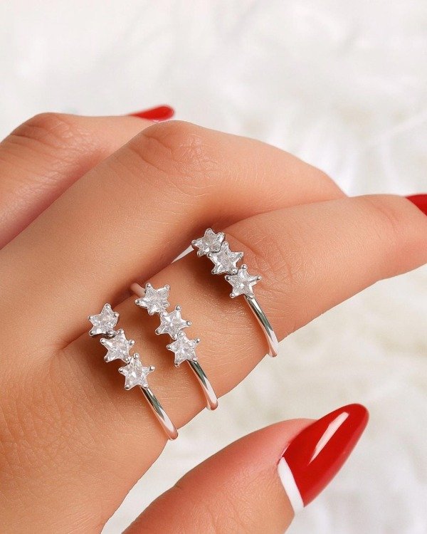 Producto - Anillo de Plata 925 - Hilo con estrellas de cristal