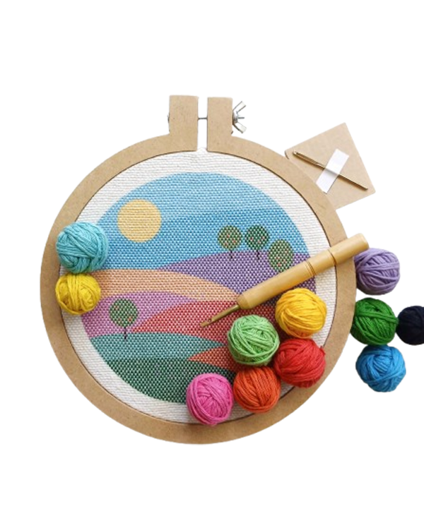 Producto - KIT DE BORDADO PUNCH NEEDLE - PAISAJE DÍA