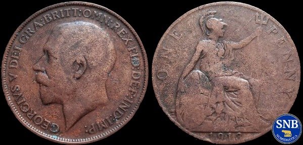 Producto - Reino Unido - 1 Penique (1915) KM #810 [VF-] - Casa de Sajonia-Coburgo-Gotha