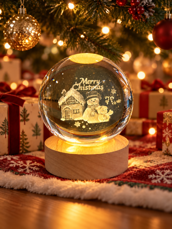 Producto - BOLA LED DE CRISTAL 9CM MERRY CHRISTMAS