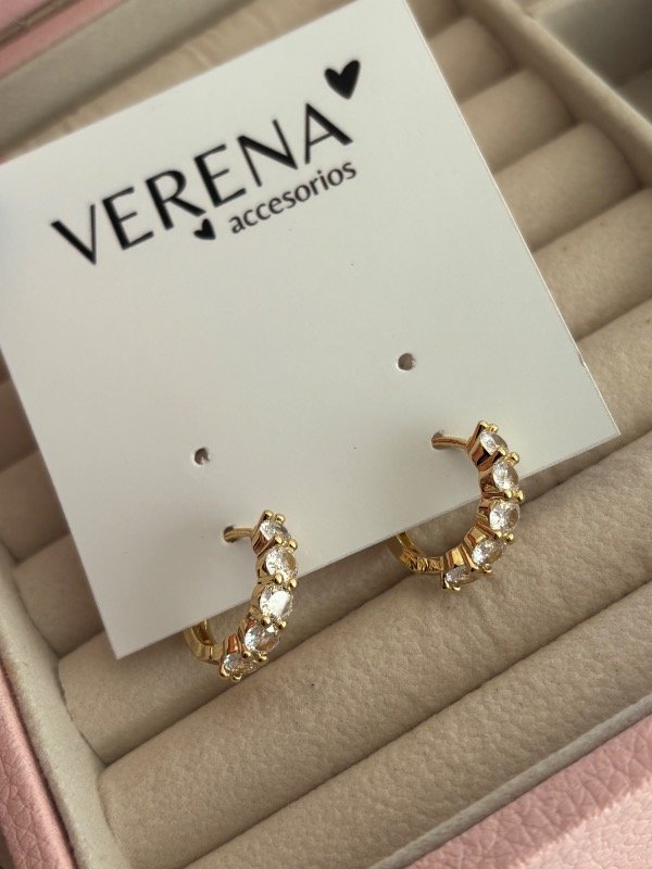 Producto - Argollitas doradas strass redondo