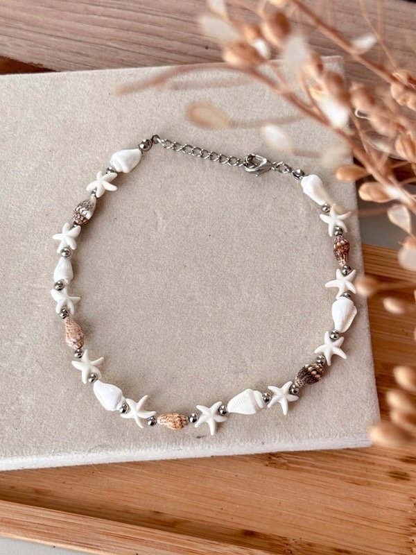 Producto - Tobillera caracolitos y estrellitas marron