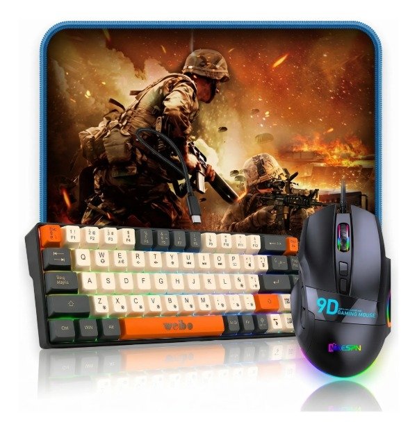 Producto - Kit Gamer De Entrada: Teclado Weibo 60 pct RGB + Mouse G6 + Mouse Pad K6 - 0