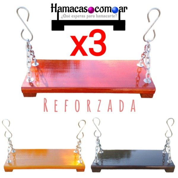 Producto - Hamacas de madera pintadas con herrajes para cadena Combo X3 ENVÍO GRATIS