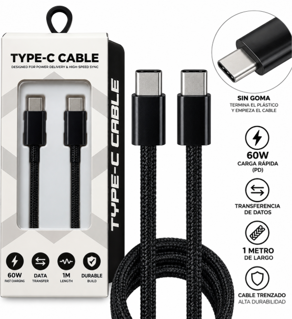 Producto - Cable Scorcher Tipo-C A Tipo-C 60W 1 Metro - 1