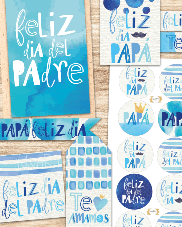 Producto - KIT IMPRIMIBLE ETIQUETAS DIA DEL PADRE PAPA ACUARELAS