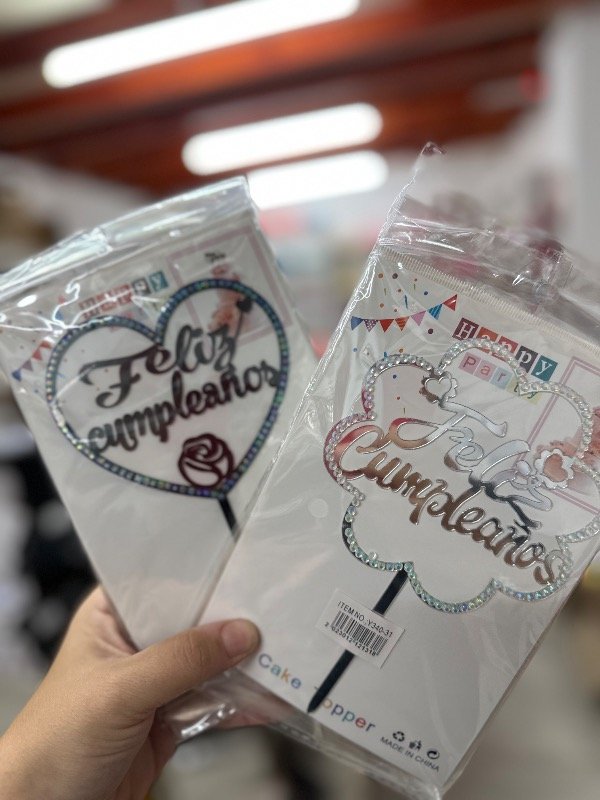 Producto - TP ACRÍLICO STRASS FELIZ CUMPLEAÑOS NEGRO O PLATA