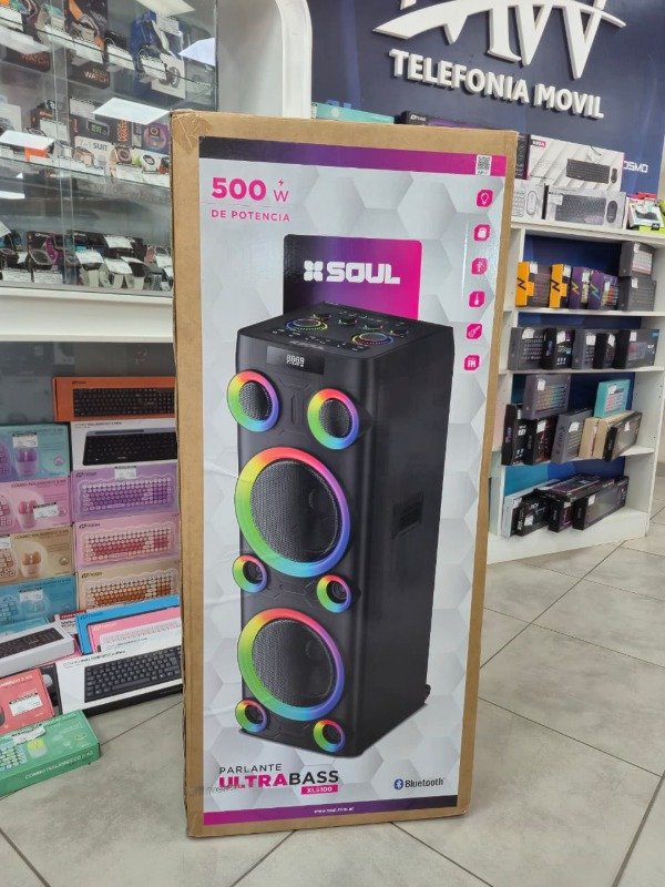 Producto - Parlante Bluetooth Ultra Bass 500W 12"x2 AC1200-240V Soul PLT-XL5100