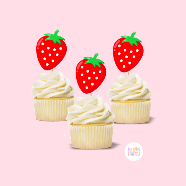 Producto - Topper cupcake silueta x 6 Frutillas