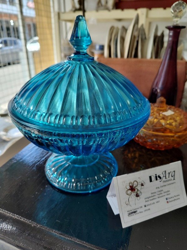 Producto - CARAMELERA vidrio prensado azul