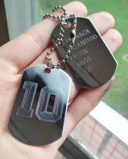 Producto - Placa Doble Id Militar Acero Con Cadena Grabado Favorito - 2