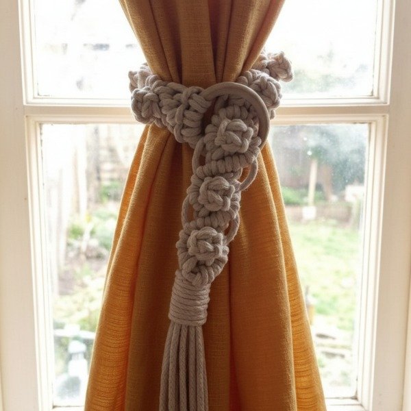 Producto - Sujeta Cortina En Macramé X 2 Un. Artesanal Crudo