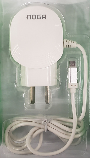Producto - Cargador p/dispositivos usb -2 puertos 5v 3A -cable microUSB -white -Noganet