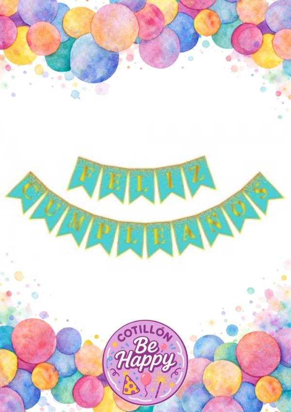 Producto - BANDERIN FELIZ CUMPLEAÑOS CONFETTI CELESTE