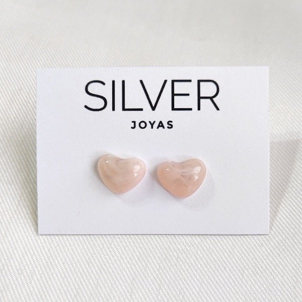Producto - Aros corazón rosa pastel AQ