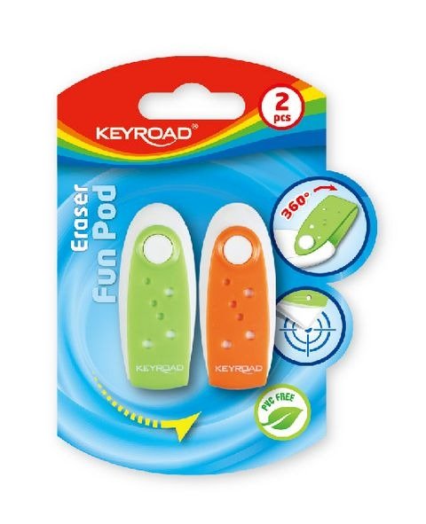 Producto - GOMA DE BORRAR FUN POD EN BLISTER X2 UNIDADES KEYROAD