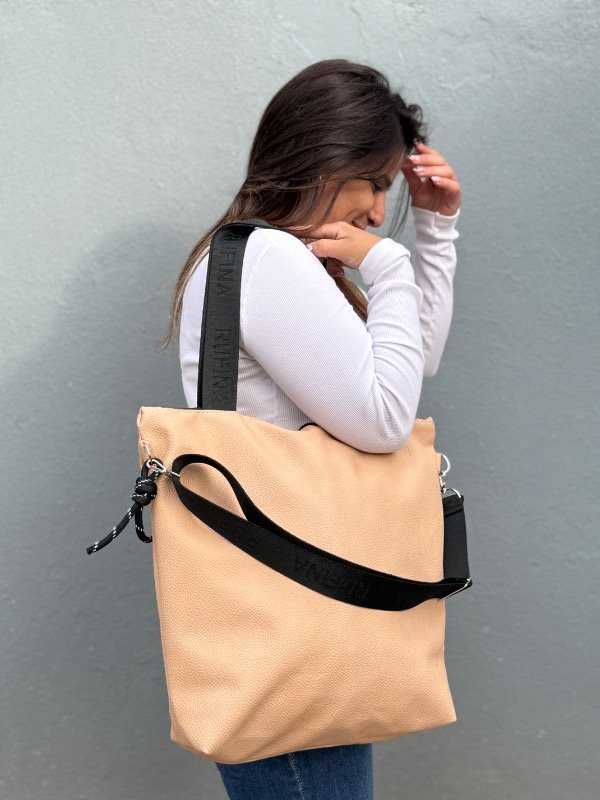 Producto - Cartera Romi cuero texturado color crema - 0