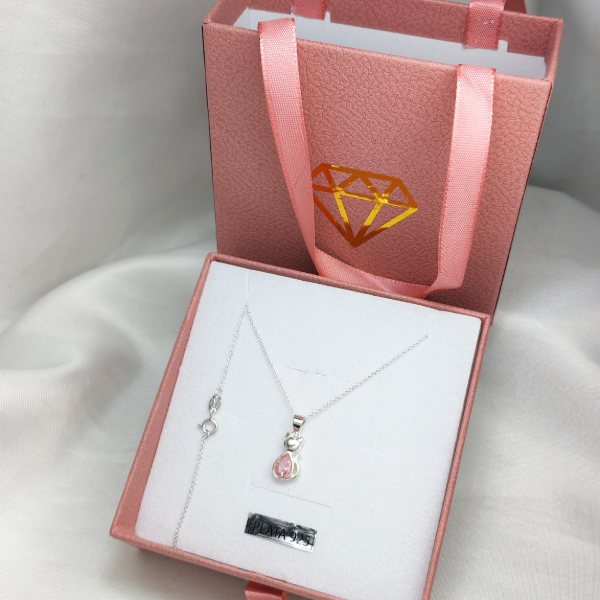 Producto - Dije Gatito Plata 925 con Piedra Rosa - 2