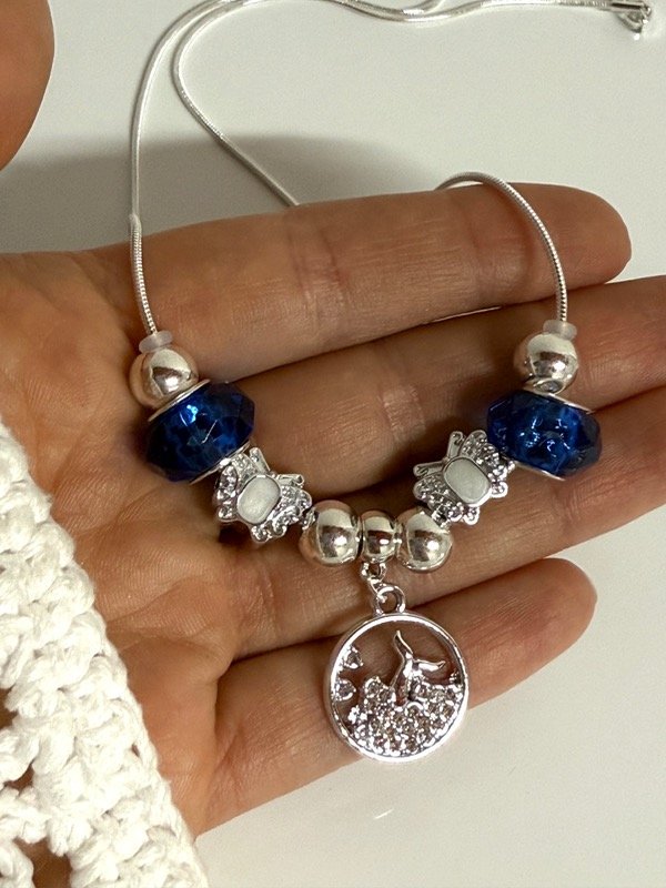 Producto - CB569 Collar tipo Pandora con charms y cadena fina acero blanco