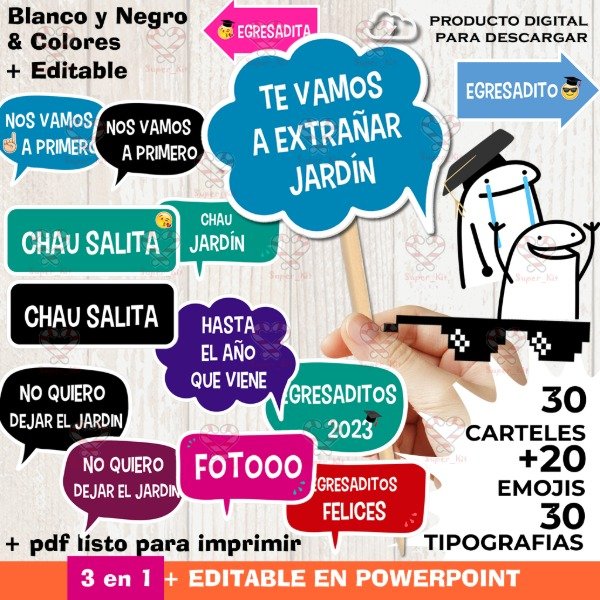Producto - Kit Imprimible Egresaditos Jardin Photo Props Cartelitos Editable y Pdf