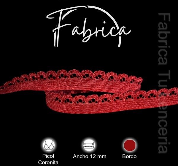 Producto - Picot Coronita Bordó 12mm (1 metro) ELACIN