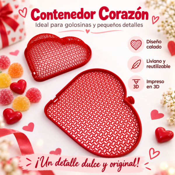 Producto - Contenedor de Golosinas Corazón 3D