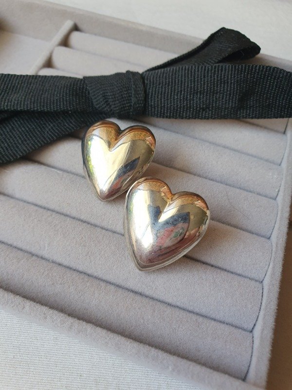 Producto - Aros Clips 80s Silver Hearts
