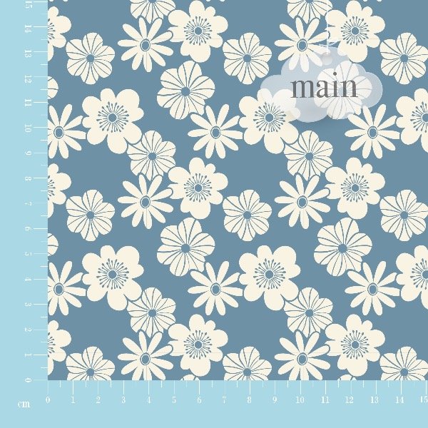 Producto - Gabardina Flores Nélida Azulino Con Natural