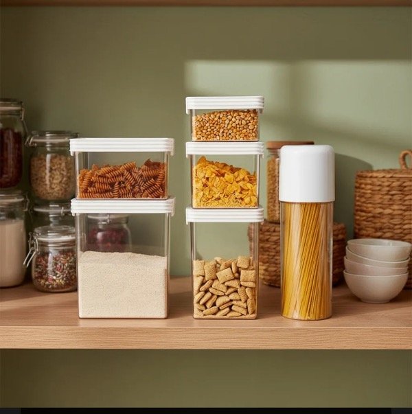 Producto - Combo de frascos acrilico hermeticos tapa blanca