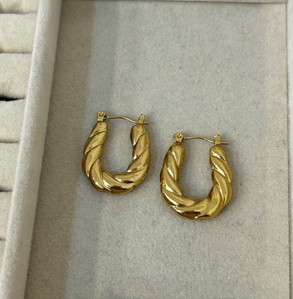 Producto - Acero dorado argollas largas