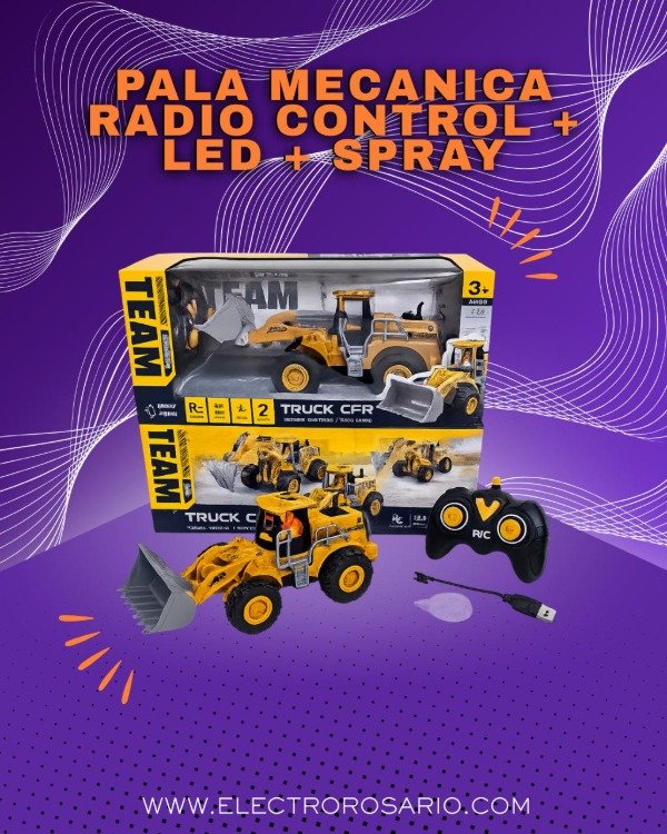 Producto - PALA MECANICA RADIO CONTROL + LED + SPRAY