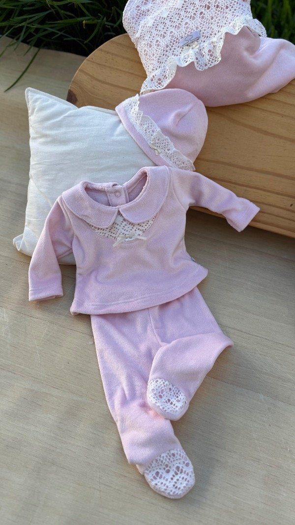Producto - Set Batita y Ranita Plush Doble Rosa con Encaje
