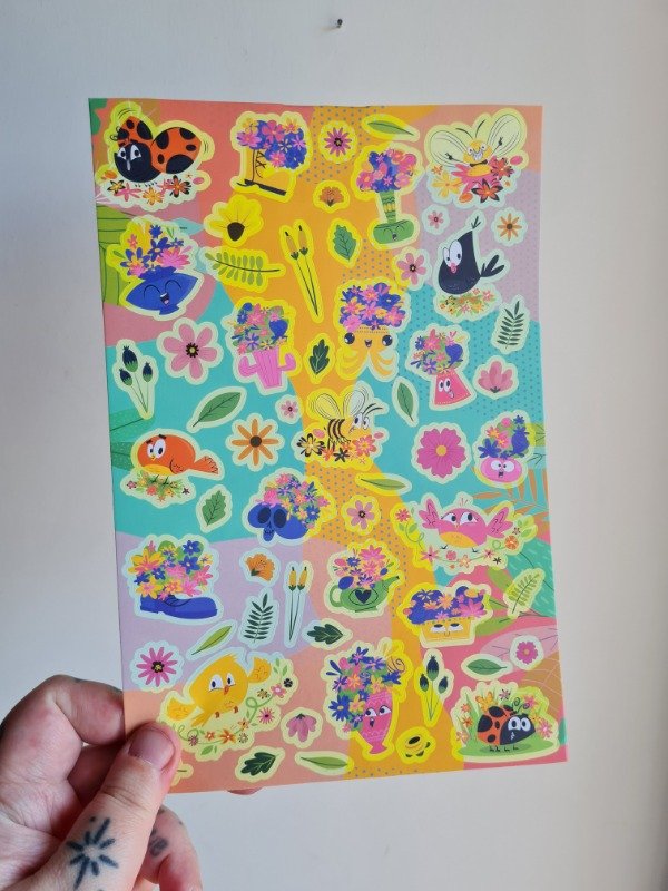 Producto - Plancha de stickers Flores