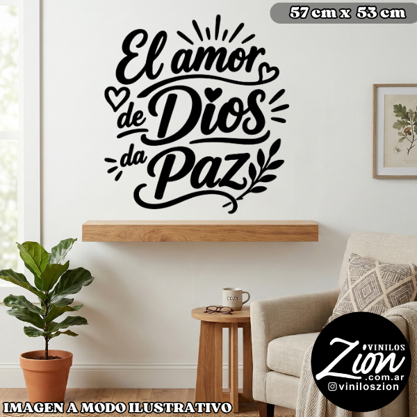 Producto - Vinilo Religioso Cristiano Frase: El Amor de Dios da Paz