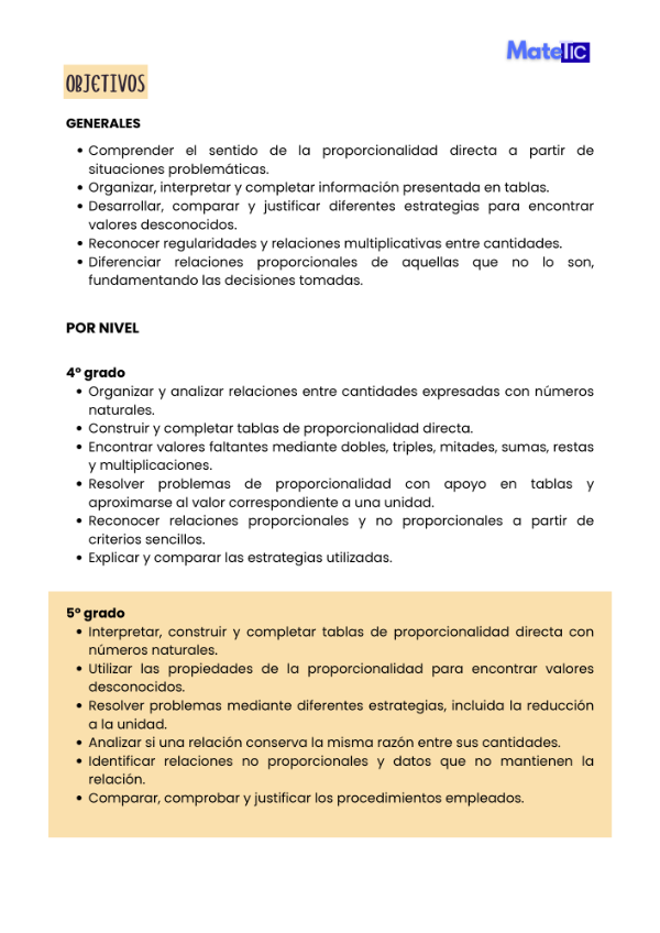 Producto - Proporcionalidad directa - 5to año Matetic - 2