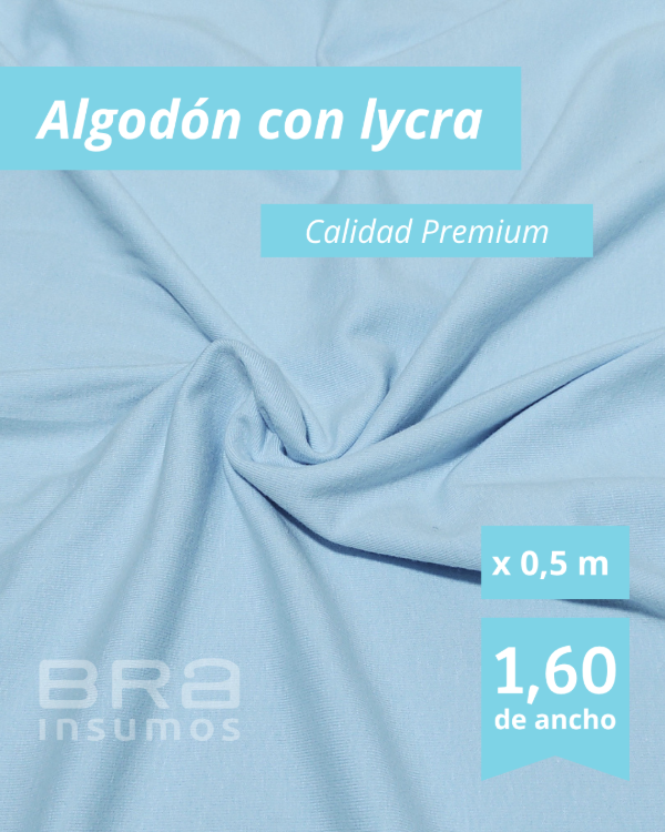 Producto - Algodón con Lycra Premium 1,6 m de Ancho - Celeste (x 1/2 Metro)