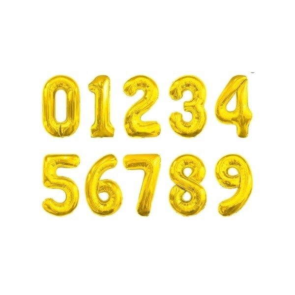 Producto - Globo metalizado número color dorado de 40" en blister (100cm)