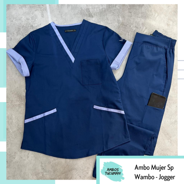 Producto - Ambo Jogger Azul detalle Lavanda Spandex SuperFit