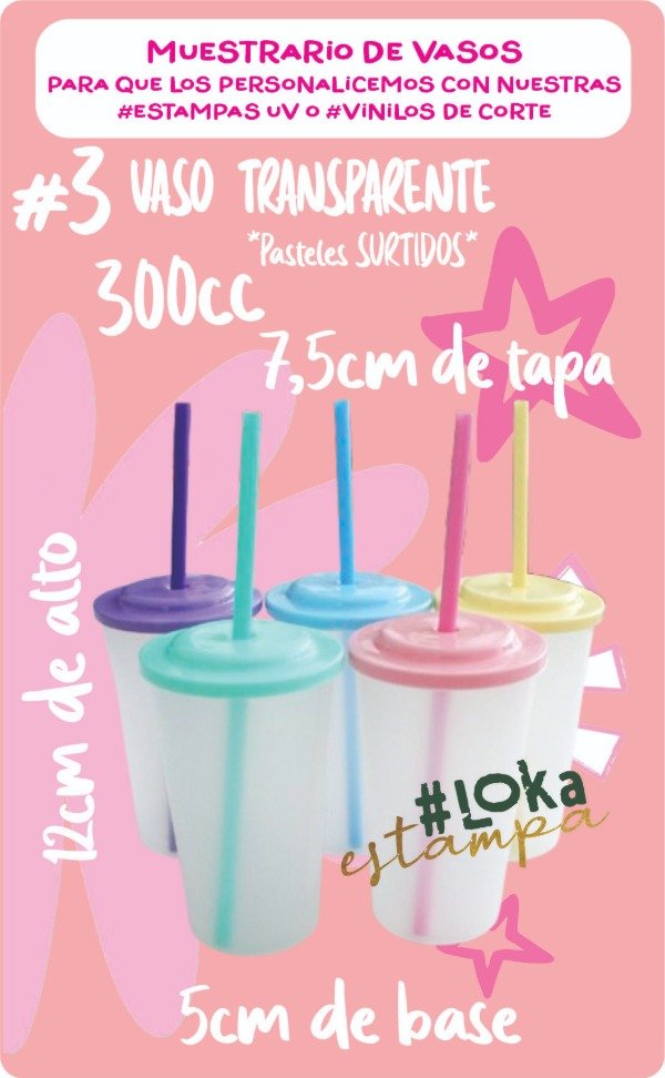 Producto - #3 Vaso Transparente Pasteles Surtidos x300cc