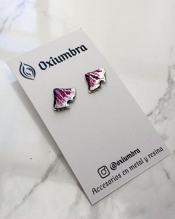 Producto - Mini Aretes Ginkgo (plateado y violeta)